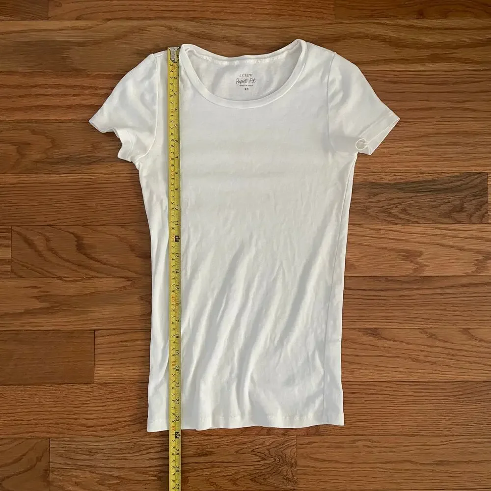 J.Crew Perfect Fit Short Sleeve Tee White Womens XS Archival Sp14 Minimalist